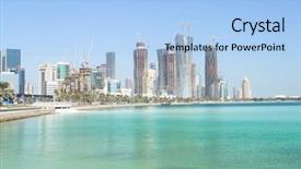  Presentation with qatar - Amazing PPT layouts having capital city of qatar backdrop and a light blue colored foreground