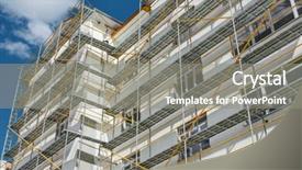  Presentation with scaffolding - Slide set enhanced with capital equipment - scaffolding near a new house background and a gray colored foreground