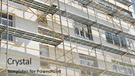  Presentation with house building - Slide deck having capital equipment - scaffolding near a new house background and a mint green colored foreground