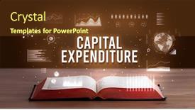  Presentation with expenditure - Amazing slides having capital-expenditure-inscription-coming-out backdrop and a tawny brown colored foreground
