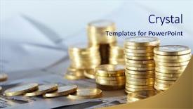  Presentation with business report - Beautiful slide set featuring capital investment - business diagram on financial report backdrop and a sky blue colored foreground