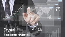  Presentation with capital investment - Theme with capital investment - businessman with financial symbols coming background and a dark gray colored foreground