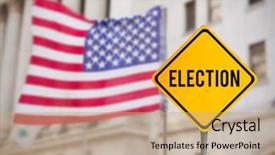  Presentation with american flag - Cool new PPT theme with capital letters usa - election text against american flag backdrop and a coral colored foreground
