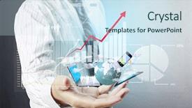  Presentation with financial market - PPT layouts having silver sound amplifier receiver front background and a  colored foreground.