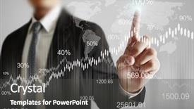  Presentation with financial market - Slides enhanced with capital market - businessman with financial symbols coming background and a dark gray colored foreground