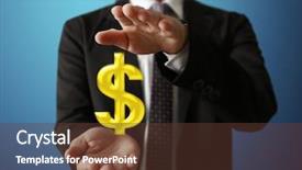  Presentation with capital market - Theme enhanced with capital market - businessman with financial symbols coming background and a tawny brown colored foreground