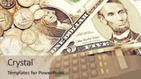  Presentation with capital market - Slides featuring capital market - calculator and american coins banknotes background and a coral colored foreground