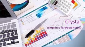  Presentation with capital market - Beautiful presentation theme featuring capital market - financial paper charts and graphs backdrop and a sky blue colored foreground