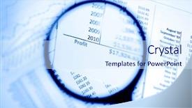  Presentation with magnifying glass - Beautiful theme featuring capital market - magnifying glass showing profits backdrop and a sky blue colored foreground