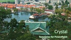  Presentation with north korea - Presentation theme with capital of the north korea background and a tawny brown colored foreground