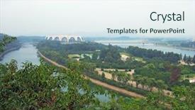  Presentation with north korea - PPT theme featuring capital of the north korea background and a sky blue colored foreground