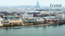  Presentation with north korea - Colorful slides enhanced with capital of the north korea backdrop and a sky blue colored foreground