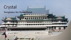  Presentation with north korea - Amazing PPT theme having capital of the north korea backdrop and a light blue colored foreground