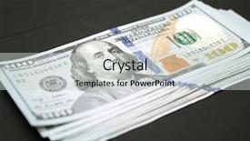  Presentation with debt management money - Amazing PPT theme having capital one loan - dollars money cash on black backdrop and a light gray colored foreground