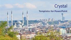  Presentation with springtime - Cool new theme with capital structure - ankara city skyline in springtime backdrop and a sky blue colored foreground