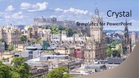  Presentation with hill - Slide deck having capital structure - edinburgh castle with cityscape background and a light blue colored foreground