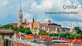  Presentation with view of kerak castle crusader - PPT layouts consisting of capital structure - view to fishermans bastion castle background and a light blue colored foreground