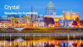  Presentation with usa - Beautiful slide deck featuring capitol - harrisburg pennsylvania usa downtown city backdrop and a teal colored foreground
