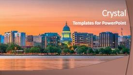  Presentation with wisconsin - Presentation design with capitol - madison wisconsin usa downtown skyline background and a coral colored foreground