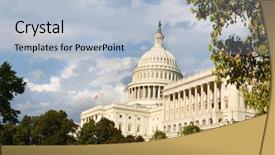  Presentation with united states capitol building - Cool new slide set with capitol building with dramatic cloudy sky - washington dc united states backdrop and a light blue colored foreground