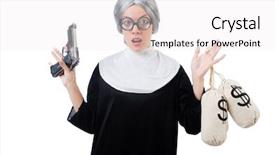  Presentation with nun - Presentation theme with capitulation - comic nun isolated on white background and a white colored foreground