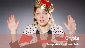  Presentation with crucifixion crown - PPT theme with capitulation - pretty businessman with crown isolated background and a coral colored foreground