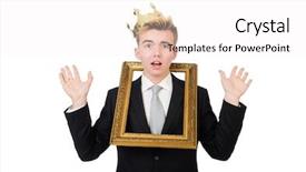 Presentation with antique picture frame - Cool new presentation theme with capitulation - young businessman with crown backdrop and a white colored foreground