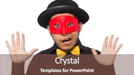  Presentation with black man - Colorful slides enhanced with capitulation - young man in black costume backdrop and a tawny brown colored foreground