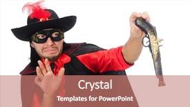  Presentation with carnival - Beautiful PPT theme featuring capitulation - young man in carnival coat backdrop and a coral colored foreground