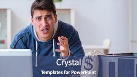  Presentation with bitcoins - Beautiful slide deck featuring capitulation - young man mining bitcoins backdrop and a ocean colored foreground