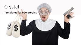  Presentation with nun - PPT layouts enhanced with capitulation - young man wearing as nun background and a white colored foreground