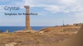  Presentation with temple - Amazing PPT theme having capo-colonna-temple-of-hera backdrop and a light blue colored foreground