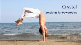  Presentation with beach - Beautiful presentation theme featuring capoeira dancer on the beach backdrop and a  colored foreground
