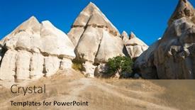  Presentation with cappadocia - PPT theme having cappadocia-ancient-rock-formations background and a coral colored foreground