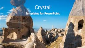  Presentation with cappadocia - Slides with cappadocia-cave-town-ancient-ruins background and a teal colored foreground