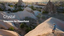  Presentation with volcanic rock - Presentation enhanced with cappadocia-landscape-tourist-standing background and a gray colored foreground