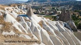  Presentation with volcanic rock - PPT theme with cappadocia-landscape-with-rock-formations background and a coral colored foreground