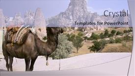  Presentation with cappadocia - Presentation theme having cappadocia rock landscapes anatolia turkey background and a light blue colored foreground