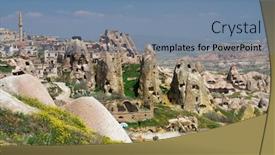  Presentation with cappadocia - PPT layouts with cappadocia - turkey uchisar background and a seafoam green colored foreground