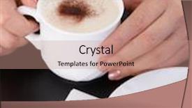  Presentation with cappuccino - Presentation theme with cappuccino-and-croissant-female-hands background and a coral colored foreground