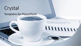  Presentation with newspaper laptop - Beautiful PPT layouts featuring laptop and newspaper blue backdrop and a light blue colored foreground