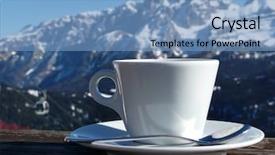  Presentation with snowy mountain tops in alaska - PPT layouts with cappuccino of the snowy mountain background and a teal colored foreground