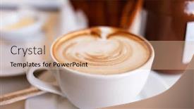  Presentation with cappuccino - Amazing slides having cappuccino-with-croissants backdrop and a coral colored foreground