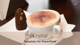  Presentation with cappuccino - Audience pleasing theme consisting of cappuccino-with-dessert backdrop and a soft green colored foreground