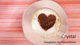  Presentation with cappuccino - Beautiful theme featuring cappuccino with heart red stripy backdrop backdrop and a lemonade colored foreground