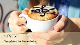  Presentation with treble clef - Audience pleasing presentation theme consisting of cappuccino with treble clef backdrop and a lemonade colored foreground