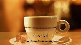  Presentation with coffee cup - Slides with cappucino - coffee cup on abstract background background and a gold colored foreground