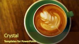  Presentation with cup coffee - Amazing presentation theme having cappucino - coffee cup on wooden table backdrop and a tawny brown colored foreground