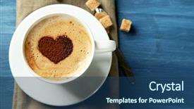  Presentation with cappuccino - Amazing presentation theme having cappucino - cup of cappuccino with heart backdrop and a ocean colored foreground