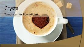  Presentation with cappuccino - Slide deck with cappucino - cup of cappuccino with heart background and a coral colored foreground